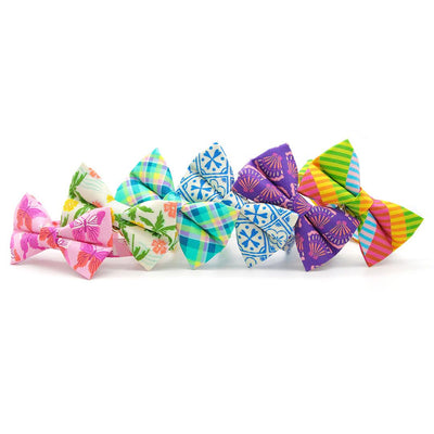 Blue Cat Bow Tie - "Azulejos" - Mediterranean Summer Bow Tie for Cat Collar / Portuguese, Spanish, Greek / Cat, Kitten + Small Dog Bowtie