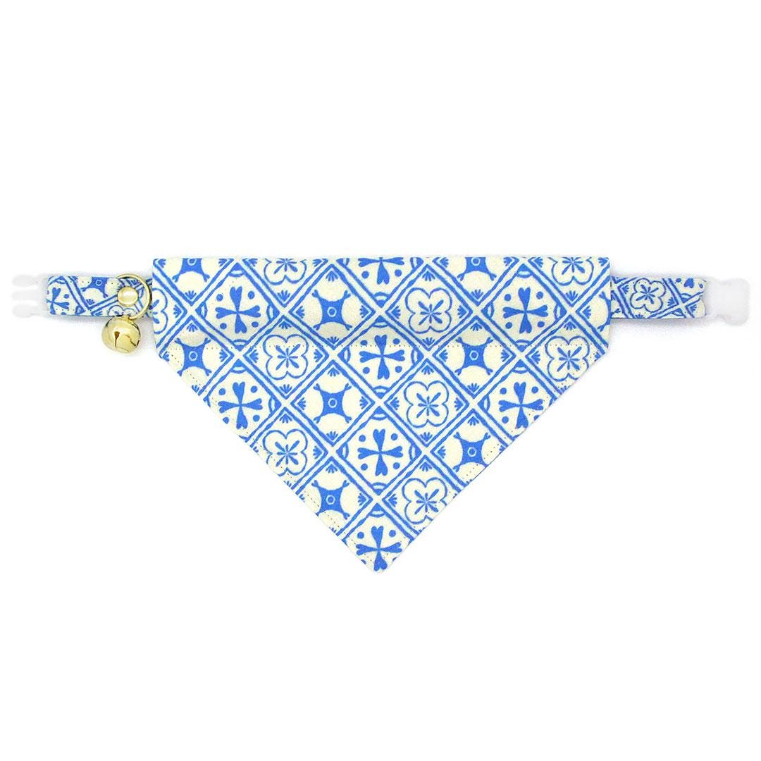 Blue Cat Collar - "Azulejos" - Mediterranean Cat Collar / Elegant, Summer, Portuguese, Spanish, Greek / Breakaway Buckle or Non-Breakaway / Cat, Kitten + Small Dog Sizes