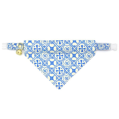 Blue Cat Collar - "Azulejos" - Mediterranean Cat Collar / Elegant, Summer, Portuguese, Spanish, Greek / Breakaway Buckle or Non-Breakaway / Cat, Kitten + Small Dog Sizes