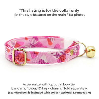 Butterfly Cat Collar - "Butterfly Garden" - Pink Cat Collar / Butterflies / Breakaway Buckle or Non-Breakaway / Cat, Kitten + Small Dog Sizes