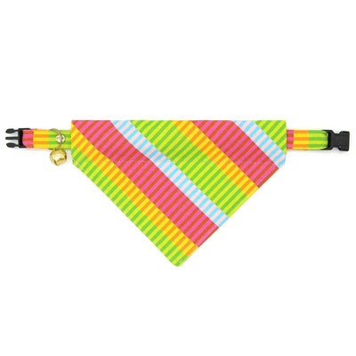 Stripe Cat Collar - "Technicolor Dream" - Modern Rainbow Cat Collar / Fun, Arty, 80s / Breakaway Buckle or Non-Breakaway / Cat, Kitten + Small Dog Sizes