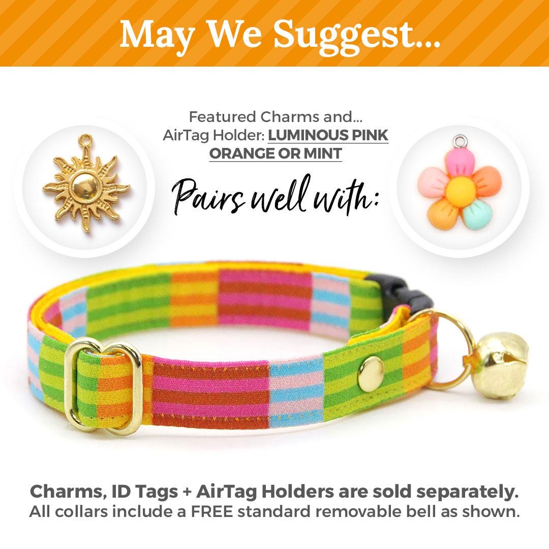 Stripe Cat Collar - "Technicolor Dream" - Modern Rainbow Cat Collar / Fun, Arty, 80s / Breakaway Buckle or Non-Breakaway / Cat, Kitten + Small Dog Sizes