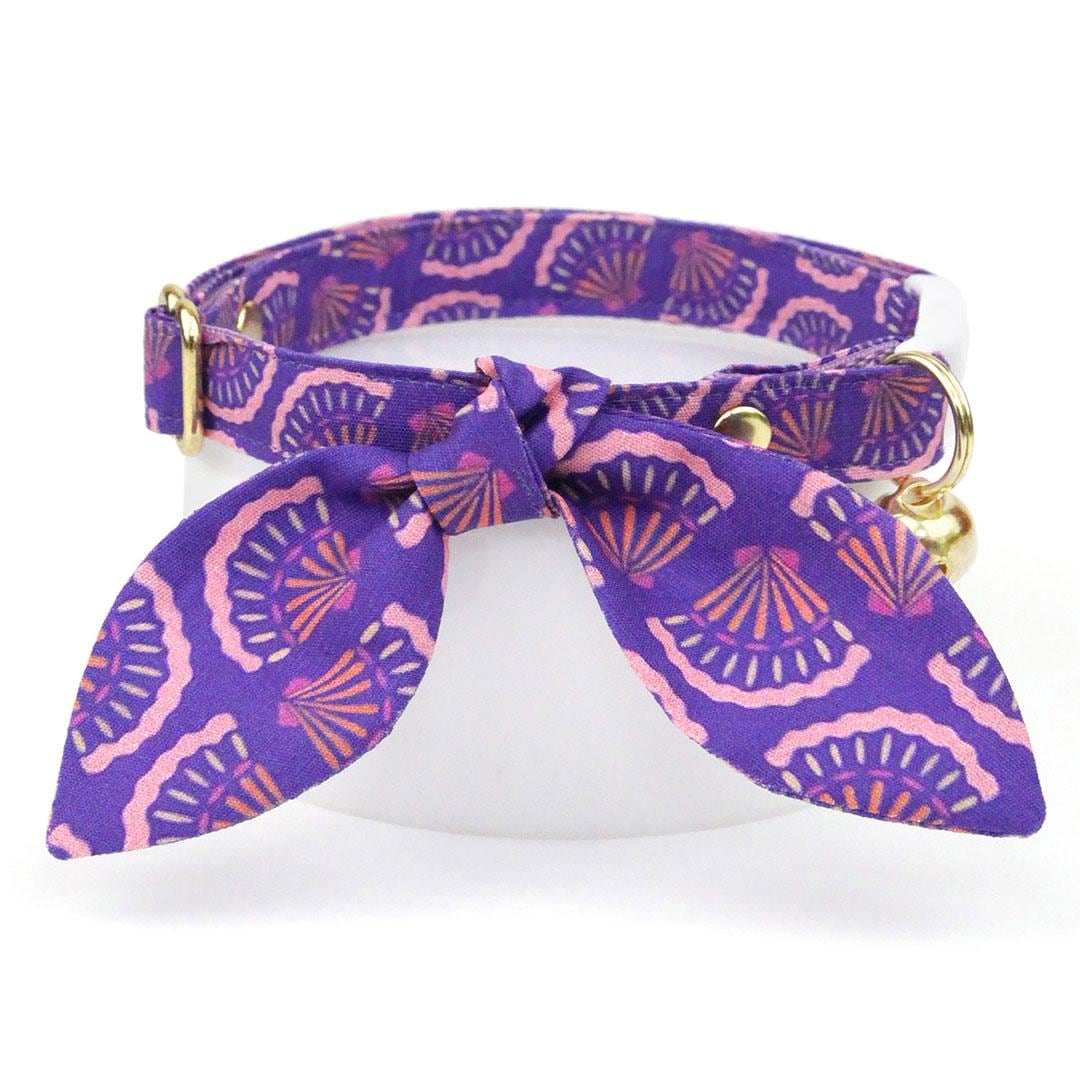 Seashell Cat Collar - "Sea Siren" - Art Deco Ocean Purple Cat Collar / Beach, Summer, Mermaid / Breakaway Buckle or Non-Breakaway / Cat, Kitten + Small Dog Sizes