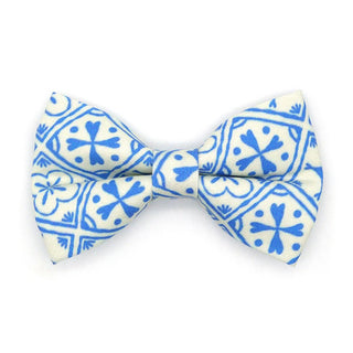 Blue Cat Bow Tie - "Azulejos" - Mediterranean Summer Bow Tie for Cat Collar / Portuguese, Spanish, Greek / Cat, Kitten + Small Dog Bowtie