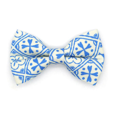 Blue Cat Bow Tie - "Azulejos" - Mediterranean Summer Bow Tie for Cat Collar / Portuguese, Spanish, Greek / Cat, Kitten + Small Dog Bowtie