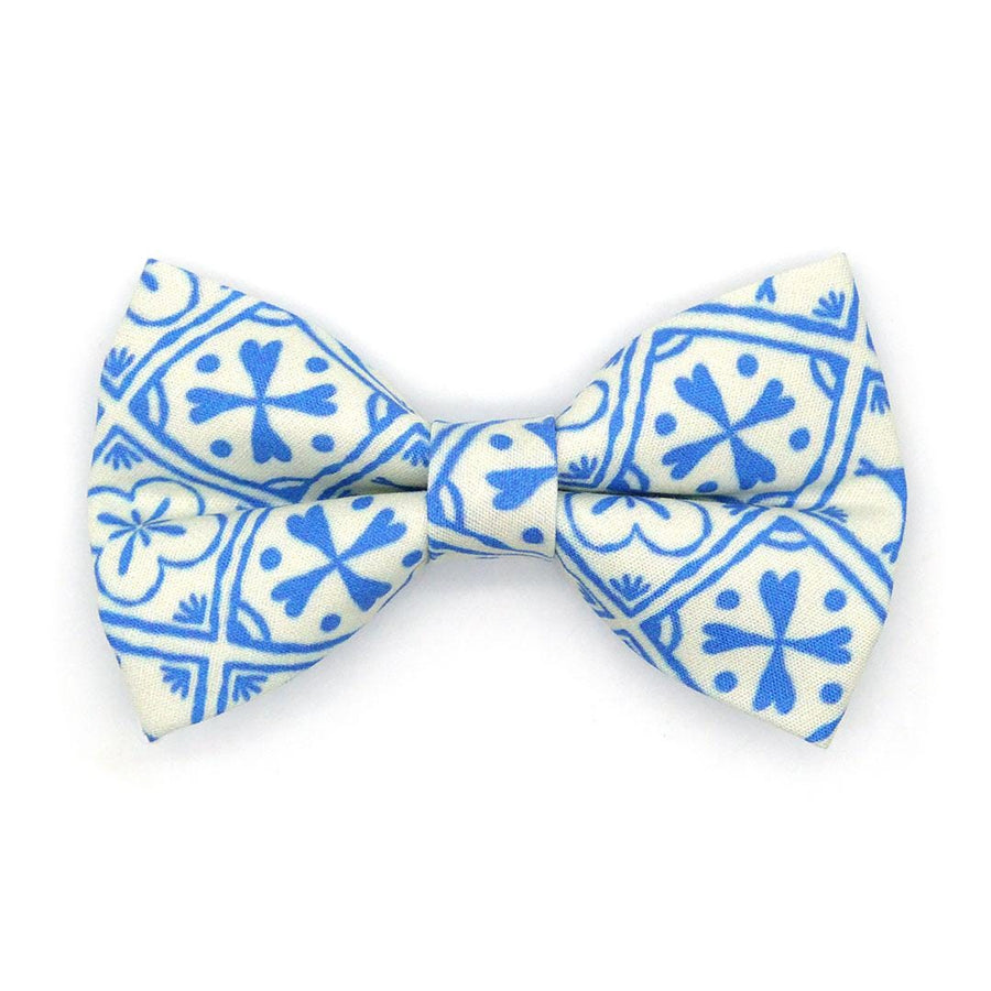 Blue Cat Bow Tie - "Azulejos" - Mediterranean Summer Bow Tie for Cat Collar / Portuguese, Spanish, Greek / Cat, Kitten + Small Dog Bowtie