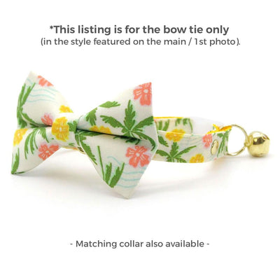 Tropical Cat Bow Tie - "Palm Paradise" - Hawaiian Bow Tie for Cat Collar / Palm Tree, Beach, Hibiscus, Summer / Cat, Kitten, Small Dog Bowtie