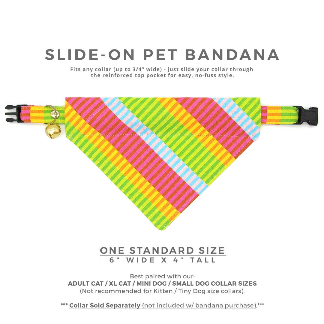 Stripe Cat Bandana - "Technicolor Dream" - Fun Modern Rainbow Bandana for Cat + Small Dog / Slide-on Bandana / Over-the-Collar