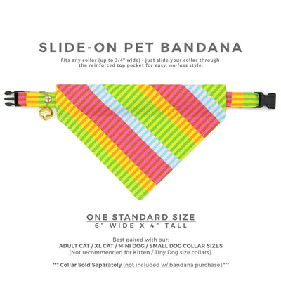 Stripe Cat Bandana - "Technicolor Dream" - Fun Modern Rainbow Bandana for Cat + Small Dog / Slide-on Bandana / Over-the-Collar