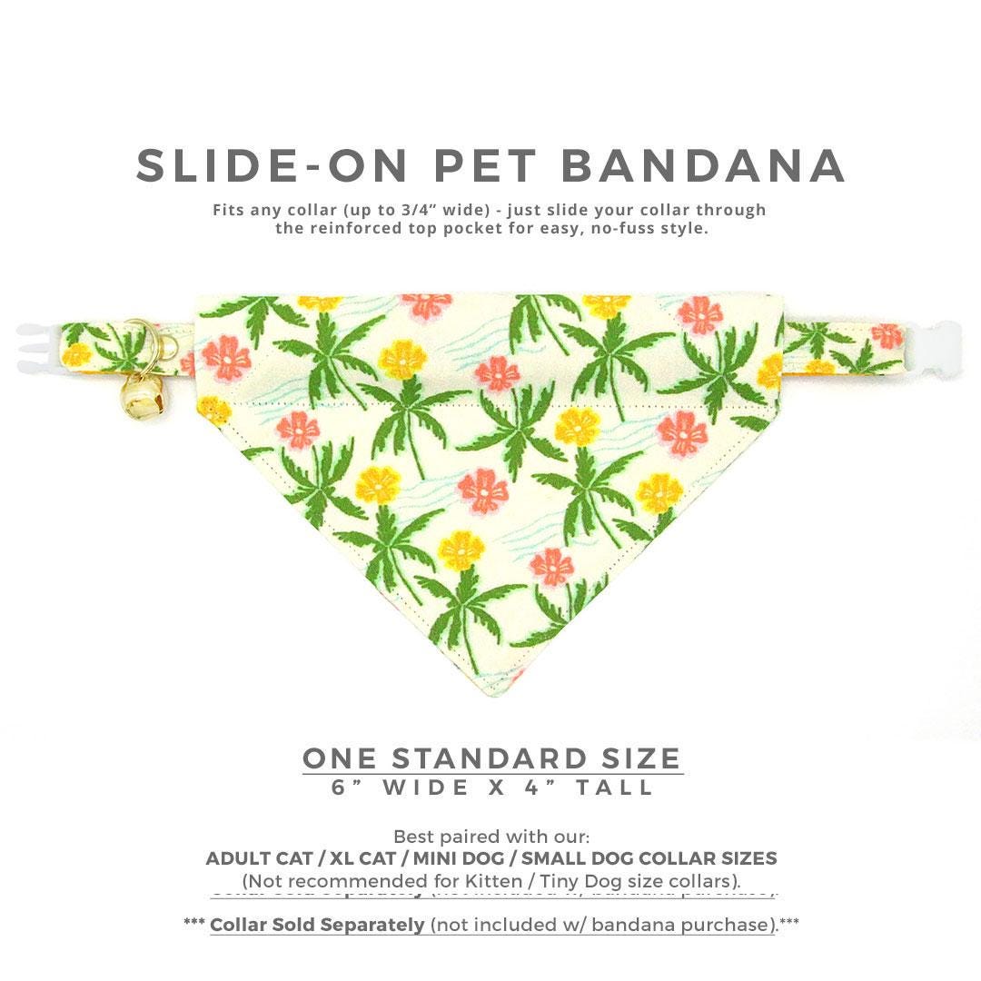 Tropical Cat Bandana - "Palm Paradise" - Summer Hawaiian Bandana for Cat + Small Dog / Beach, Palm Tree / Slide-on Bandana / Over-the-Collar