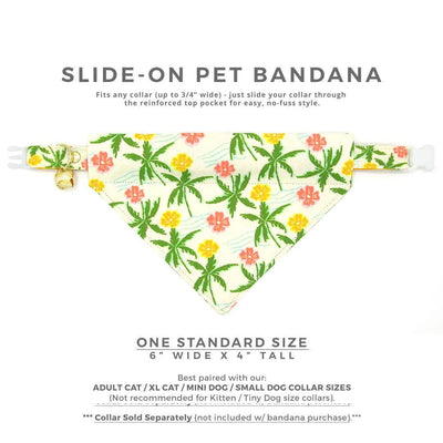 Tropical Cat Bandana - "Palm Paradise" - Summer Hawaiian Bandana for Cat + Small Dog / Beach, Palm Tree / Slide-on Bandana / Over-the-Collar