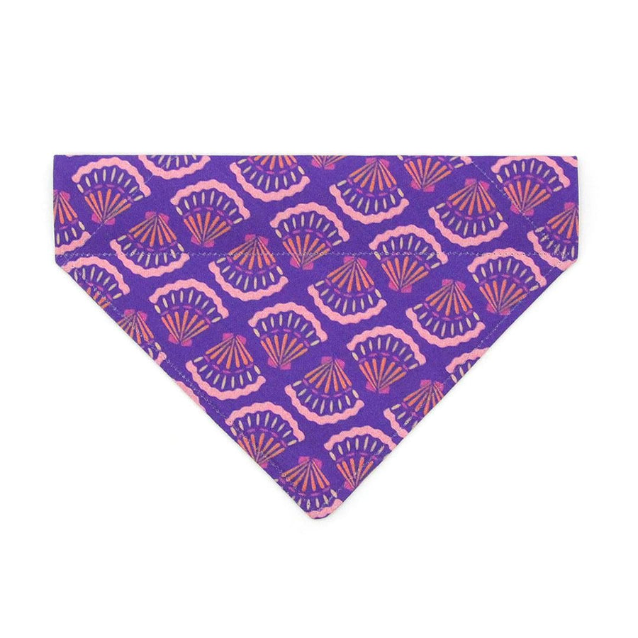 Seashell Cat Bandana - "Sea Siren" - Purple Bandana for Cat + Small Dog / Ocean, Art Deco, Japanese, Mermaid / Slide-on Bandana / Over-the-Collar