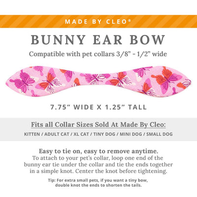 Cat Collar + Bunny Ear Bow Set - "Butterfly Garden" - Pink Cat Collar w/ Matching Bunny Bow Tie / Butterflies / Tie-On Scarf / Cat, Kitten + Small Dog Sizes