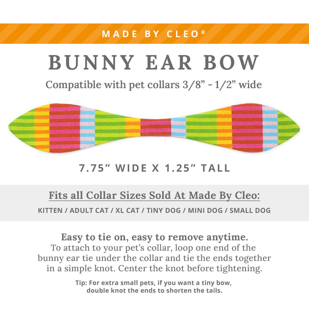 Cat Collar + Bunny Ear Bow Set - "Technicolor Dream" - Modern Rainbow Stripe Cat Collar w/ Matching Bunny Bow Tie / Tie-On Scarf / Cat, Kitten + Small Dog Sizes