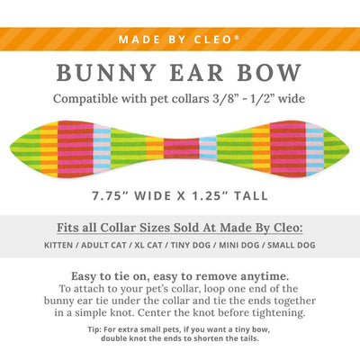 Cat Collar + Bunny Ear Bow Set - "Technicolor Dream" - Modern Rainbow Stripe Cat Collar w/ Matching Bunny Bow Tie / Tie-On Scarf / Cat, Kitten + Small Dog Sizes
