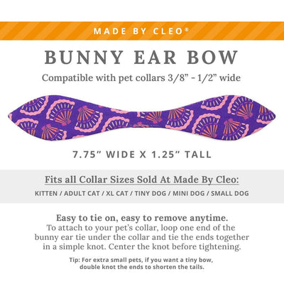 Cat Collar + Bunny Ear Bow Set - "Sea Siren" - Purple Seashell Cat Collar w/ Matching Bunny Bow Tie / Tie-On Scarf / Cat, Kitten + Small Dog Sizes