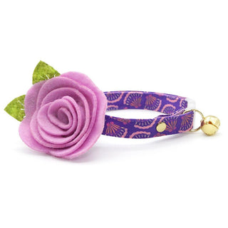 Cat Collar + Flower Set - "Sea Siren" - Purple Seashell Cat Collar w/ Lavender Felt Flower (Detachable) / Ocean, Mermaid / Cat, Kitten + Small Dog Sizes - Kitten 6-10"/ MINI / Breakaway / Safety
