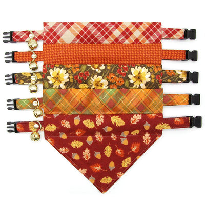Houndstooth Cat Bandana - "Pumpkin Spice" - Burnt Orange Bandana for Cat + Small Dog / Fall, Thanksgiving / Slide-on Bandana / Over-the-Collar