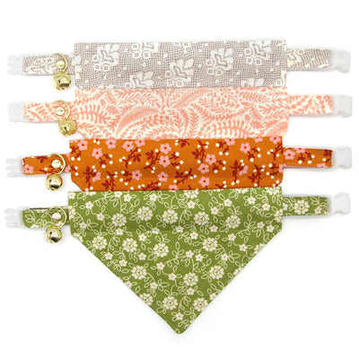 Cat Bandana - "Terra" - Peach Pink Fern Bandana for Cat + Small Dog / Coral, Girl Cat, Cute / Slide-on Bandana / Over-the-Collar