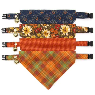Houndstooth Cat Bandana - "Pumpkin Spice" - Burnt Orange Bandana for Cat + Small Dog / Fall, Thanksgiving / Slide-on Bandana / Over-the-Collar