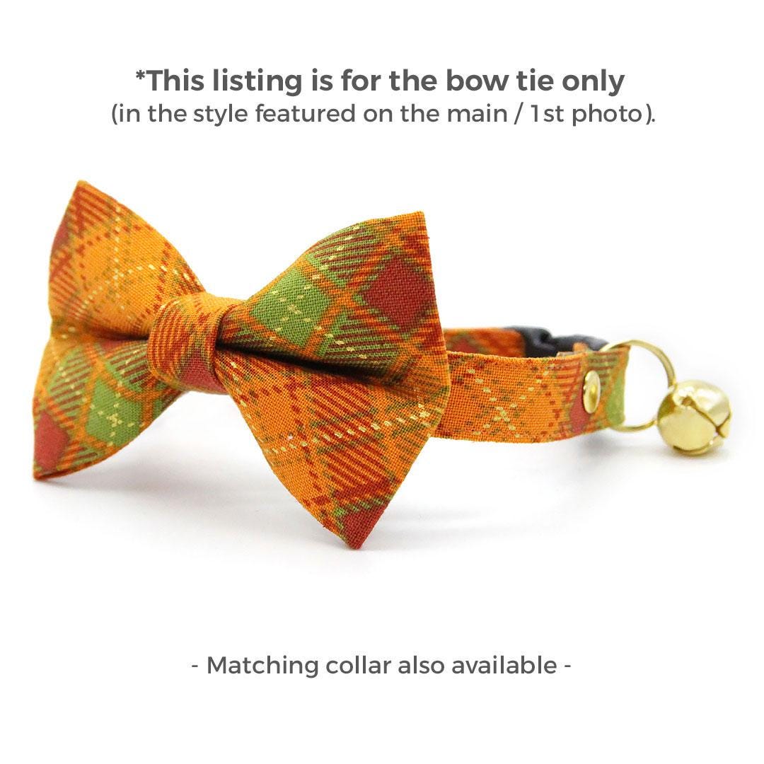 Autumn Cat Bow Tie - "Maplewood" - Burnt Orange Fall Plaid Bow Tie for Cat Collar / Harvest, Thanksgiving / Cat, Kitten + Small Dog Bowtie