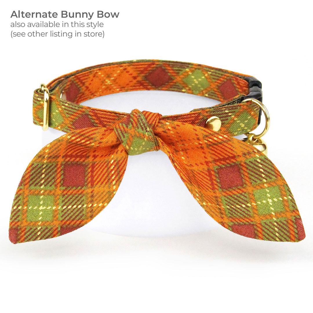 Autumn Cat Bow Tie - "Maplewood" - Burnt Orange Fall Plaid Bow Tie for Cat Collar / Harvest, Thanksgiving / Cat, Kitten + Small Dog Bowtie