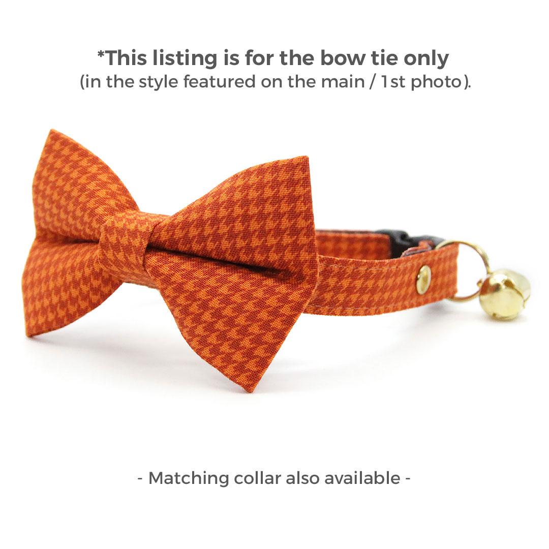 Houndstooth Cat Bow Tie - "Pumpkin Spice" - Fall Orange Bow Tie for Cat Collar / Autumn, Thanksgiving / Cat, Kitten + Small Dog Bowtie