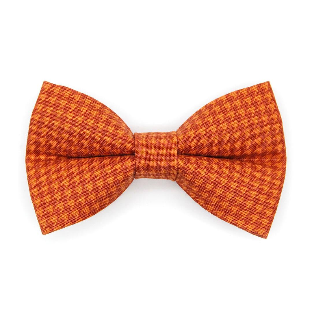 Houndstooth Cat Bow Tie - "Pumpkin Spice" - Fall Orange Bow Tie for Cat Collar / Autumn, Thanksgiving / Cat, Kitten + Small Dog Bowtie
