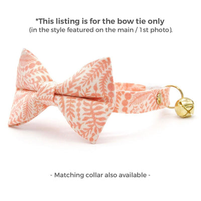 Cat Bow Tie - "Terra" - Peach Pink Fern Bow Tie for Cat Collar / Coral, Girl Cat, Cute / Cat, Kitten + Small Dog Bowtie