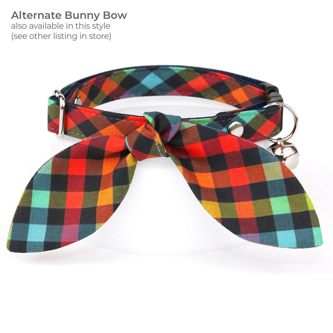 Plaid Cat Bow Tie - "Metro" - Colorful Rainbow Check Bow Tie for Cat Collar / Arty, Back to School, Preppy / Cat, Kitten + Small Dog Bowtie