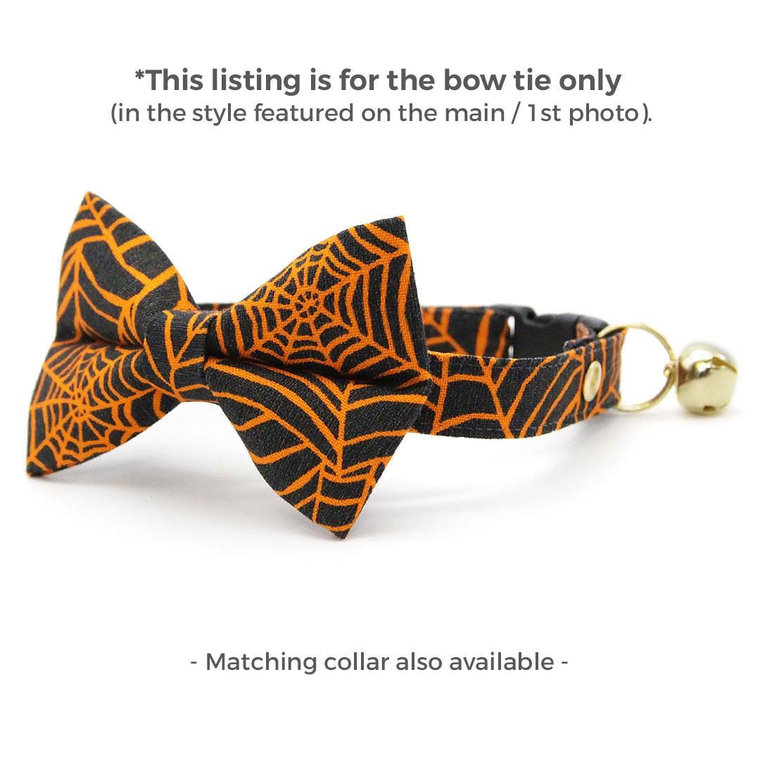 Spiderweb Cat Bow Tie - "Spellbound" - Halloween Bow Tie for Cat Collar / Spider, Orange & Black, Spooky / Cat, Kitten + Small Dog Bowtie
