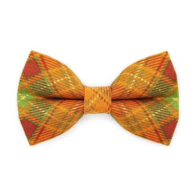 Bow Tie Cat Collar Set - "Maplewood" - Burnt Orange Fall Plaid Cat Collar with Bow Tie / Autumn, Thanksgiving / Cat, Kitten, Small Dog Sizes