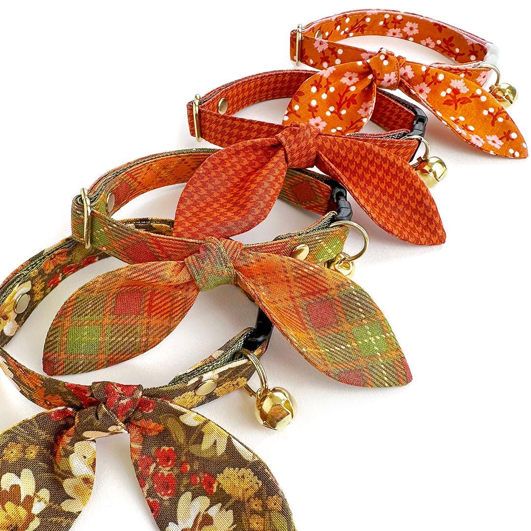 Wildflower Cat Collar - "Autumn Fields" - Olive Green Rustic Floral Cat Collar / Fall + Thanksgiving / Breakaway Buckle or Non-Breakaway / Cat, Kitten + Small Dog Sizes