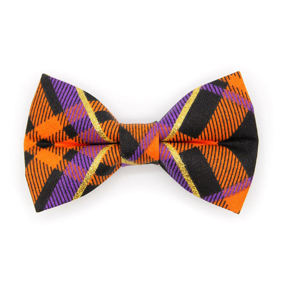 Bow Tie Cat Collar Set - "Midnight Mischief" - Halloween Plaid Cat Collar with Bow Tie / Cat, Kitten, Small Dog Sizes