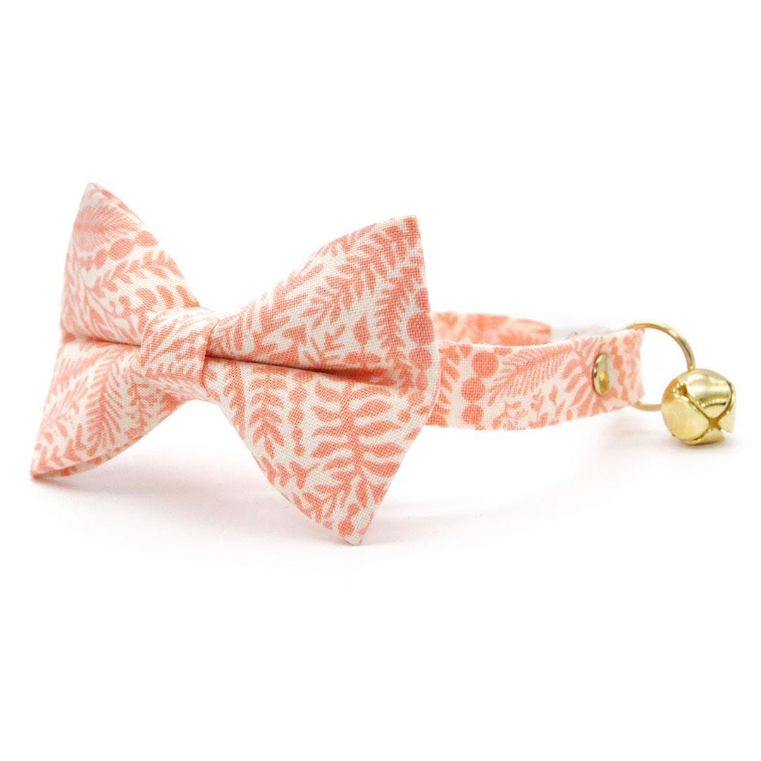 Botanical Cat Collar - "Terra" - Peach Pink Fern Cat Collar / Breakaway Buckle or Non-Breakaway / Cat, Kitten + Small Dog Sizes