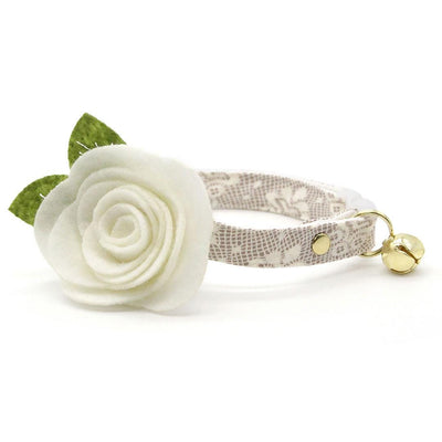 Lace Cat Collar - "Filigree Ivory" - Simulated Lace Cream Cat Collar / Wedding, Bridal / Breakaway Buckle or Non-Breakaway / Cat, Kitten + Small Dog Sizes