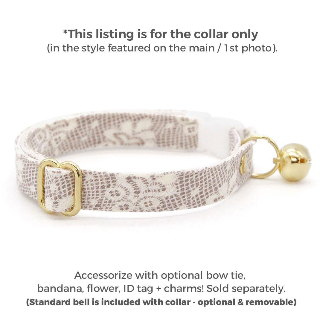 Lace Cat Collar - "Filigree Ivory" - Simulated Lace Cream Cat Collar / Wedding, Bridal / Breakaway Buckle or Non-Breakaway / Cat, Kitten + Small Dog Sizes