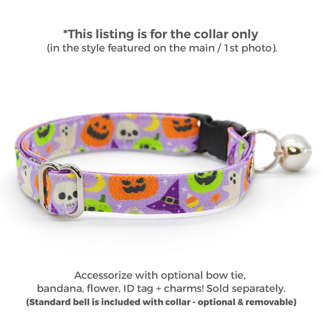 Halloween Cat Collar - "Creepy Cuties - Purple" - Spooky Cat Collar / Breakaway Buckle or Non-Breakaway / Cat, Kitten + Small Dog Sizes