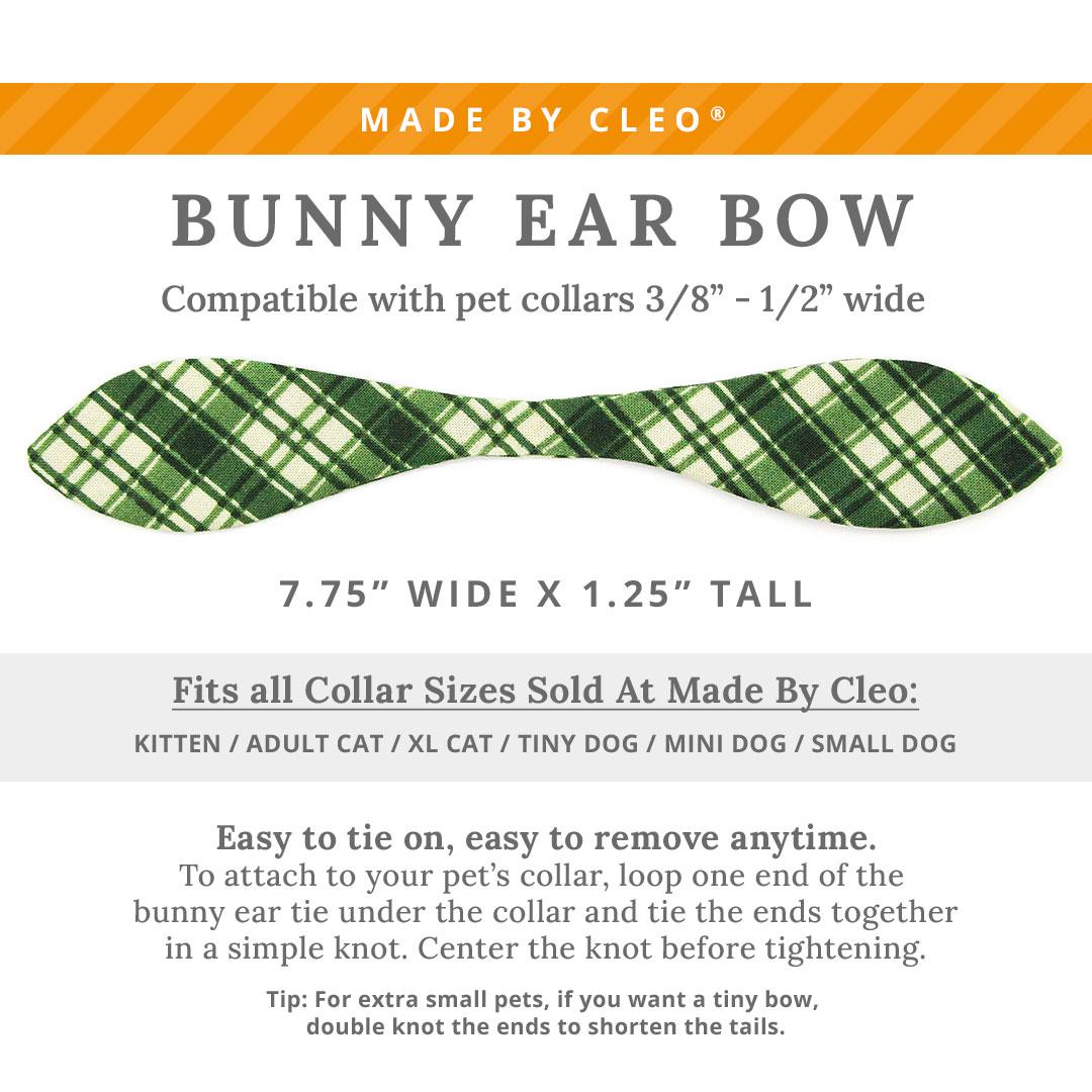Cat Collar & Bunny Ear Bow Set - "Pinecrest" - Forest Green Plaid Cat Collar w/ Matching Bunny Bow Tie / Fall, Winter, Christmas / Tie-On Scarf / Cat, Kitten + Small Dog Sizes
