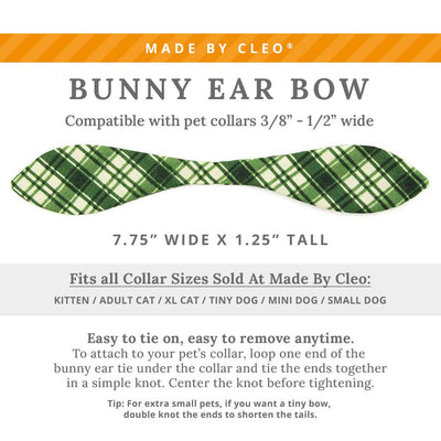 Cat Collar & Bunny Ear Bow Set - "Pinecrest" - Forest Green Plaid Cat Collar w/ Matching Bunny Bow Tie / Fall, Winter, Christmas / Tie-On Scarf / Cat, Kitten + Small Dog Sizes
