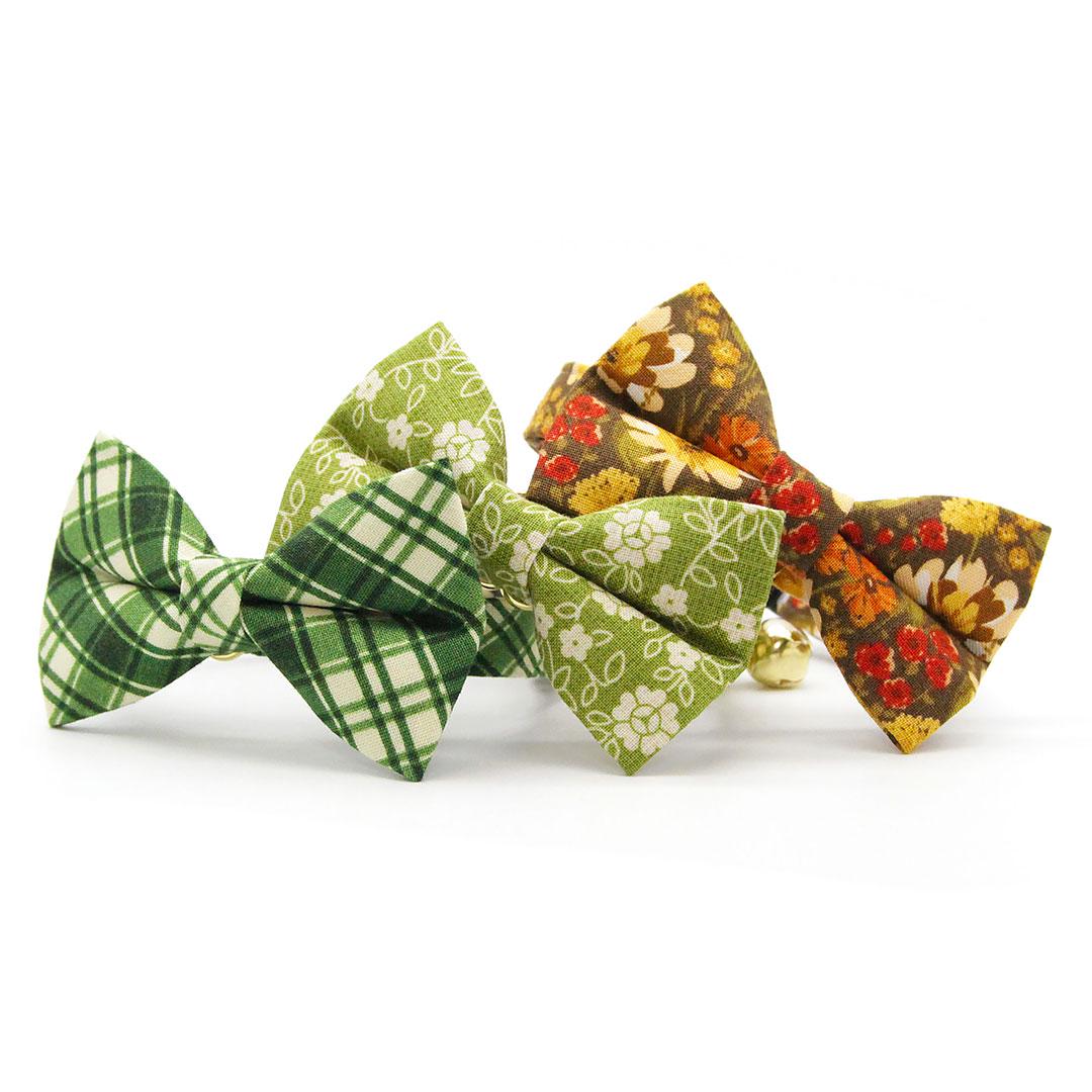 Plaid Cat Bow Tie - "Pinecrest" - Forest Green Bow Tie for Cat Collar / Fall, Winter, Holiday, Wedding / Cat, Kitten + Small Dog Bowtie