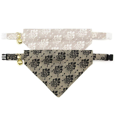 Lace Cat Bandana - "Filigree Black" - Simulated Lace Bandana for Cat + Small Dog / Fancy, Gothic, Elegant, Wedding / Slide-on Bandana / Over-the-Collar