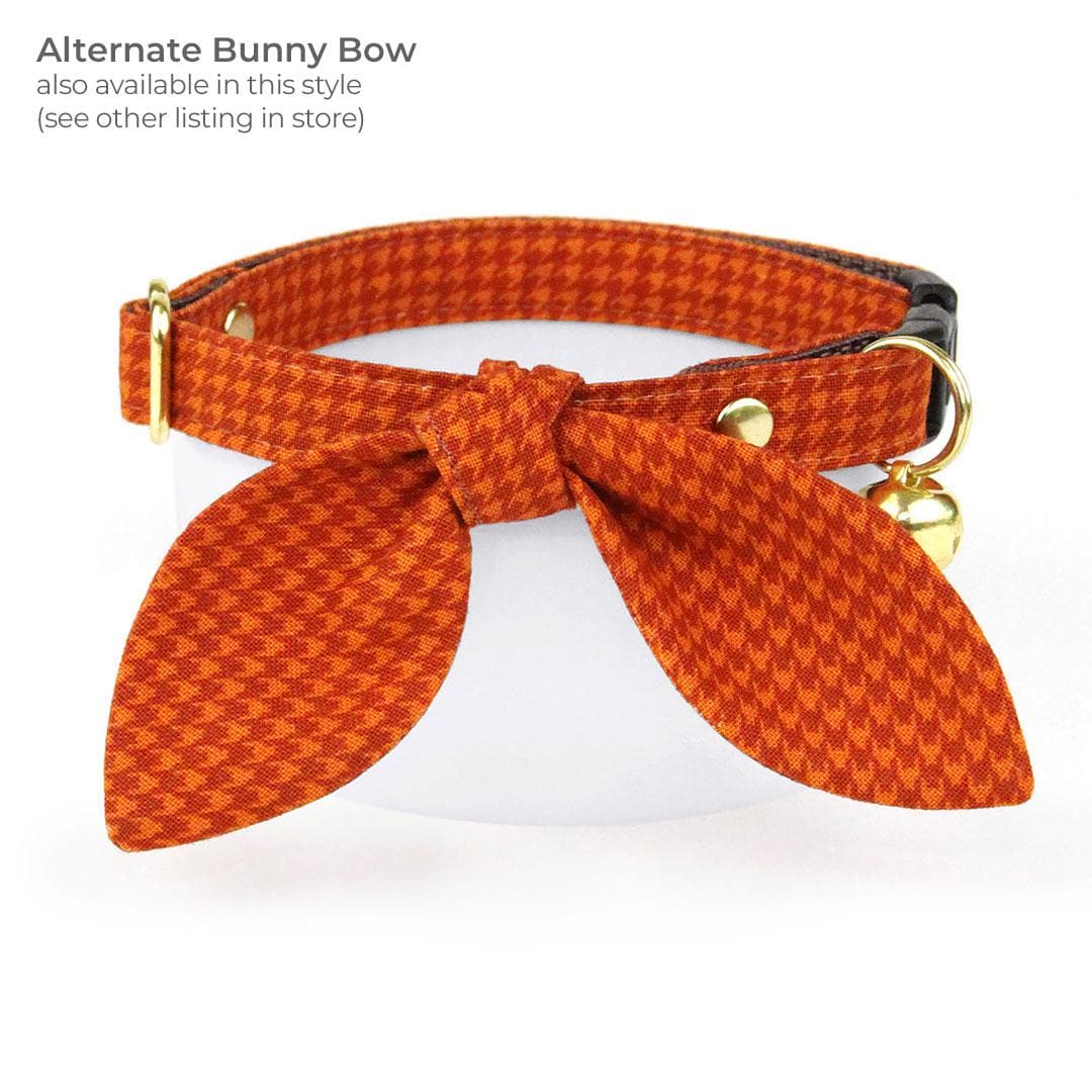 Houndstooth Cat Bow Tie - "Pumpkin Spice" - Fall Orange Bow Tie for Cat Collar / Autumn, Thanksgiving / Cat, Kitten + Small Dog Bowtie