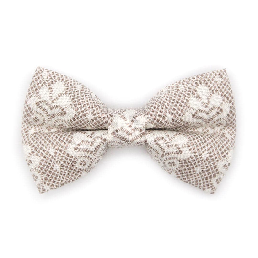 Lace Cat Bow Tie - "Filigree Ivory" - Simulated Cream White Lace Bow Tie for Cat Collar / Wedding, Bridal / Cat, Kitten + Small Dog Bowtie