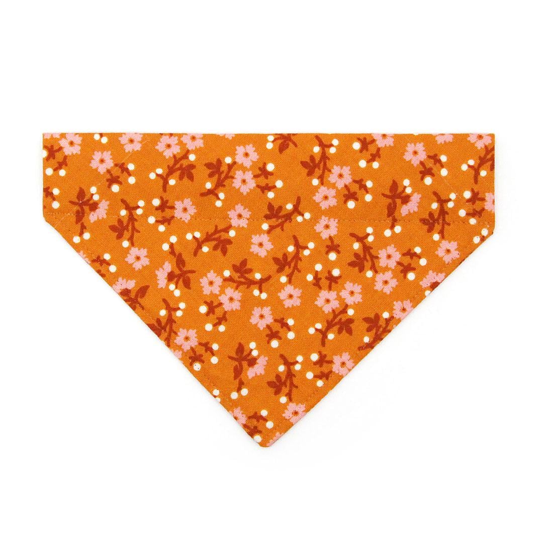Floral Cat Bandana - "Ginger Blossom" - Cinnamon Orange Pink Bandana for Cat + Small Dog / Cottagecore / Slide-on Bandana / Over-the-Collar