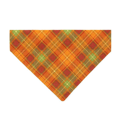 Fall Cat Bandana - "Maplewood" - Orange Plaid Bandana for Cat + Small Dog / Autumn Harvest, Thanksgiving / Slide-on Bandana / Over-the-Collar