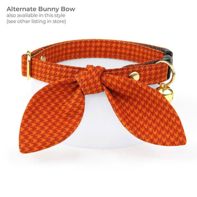 Houndstooth Cat Bandana - "Pumpkin Spice" - Burnt Orange Bandana for Cat + Small Dog / Fall, Thanksgiving / Slide-on Bandana / Over-the-Collar