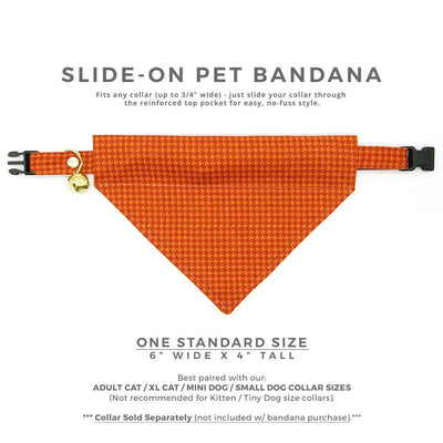 Houndstooth Cat Bandana - "Pumpkin Spice" - Burnt Orange Bandana for Cat + Small Dog / Fall, Thanksgiving / Slide-on Bandana / Over-the-Collar