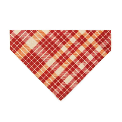 Cranberry Plaid Cat Bandana - "Russet Ridge" - Fall Bandana for Cat + Small Dog / Burgundy, Maroon, Thanksgiving / Slide-on Bandana / Over-the-Collar