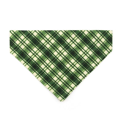 Plaid Cat Bandana - "Pinecrest" - Forest Green Bandana for Cat + Small Dog / Fall, Winter, Rustic / Slide-on Bandana / Over-the-Collar